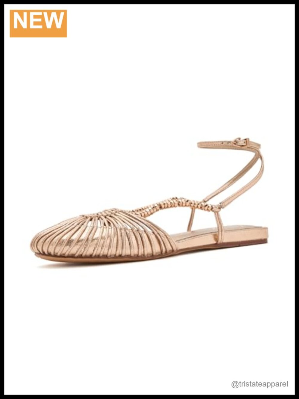 Woven Flats with Beaded Detail and Ankle Strap Buckle Closure